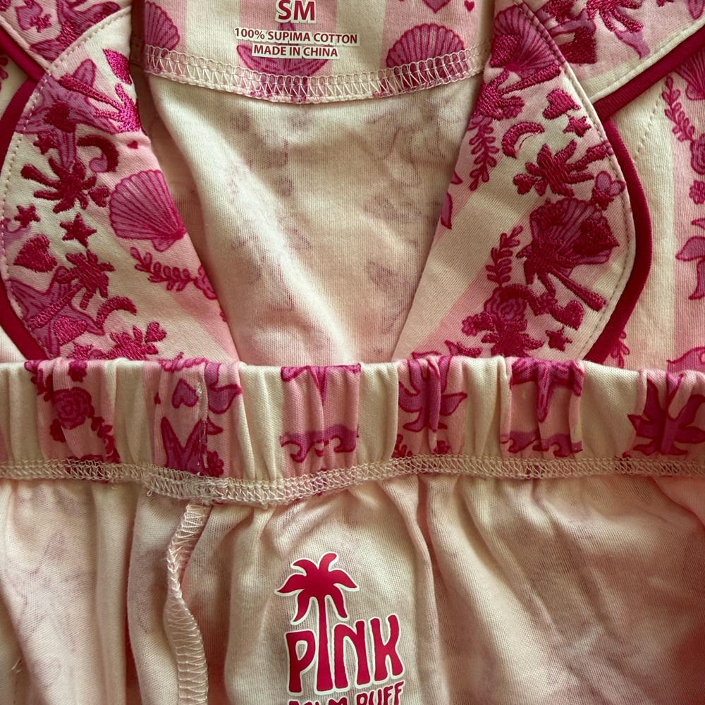 Pink Palm Puff  Pajamas in Blush Bay - Picture 6 of 10